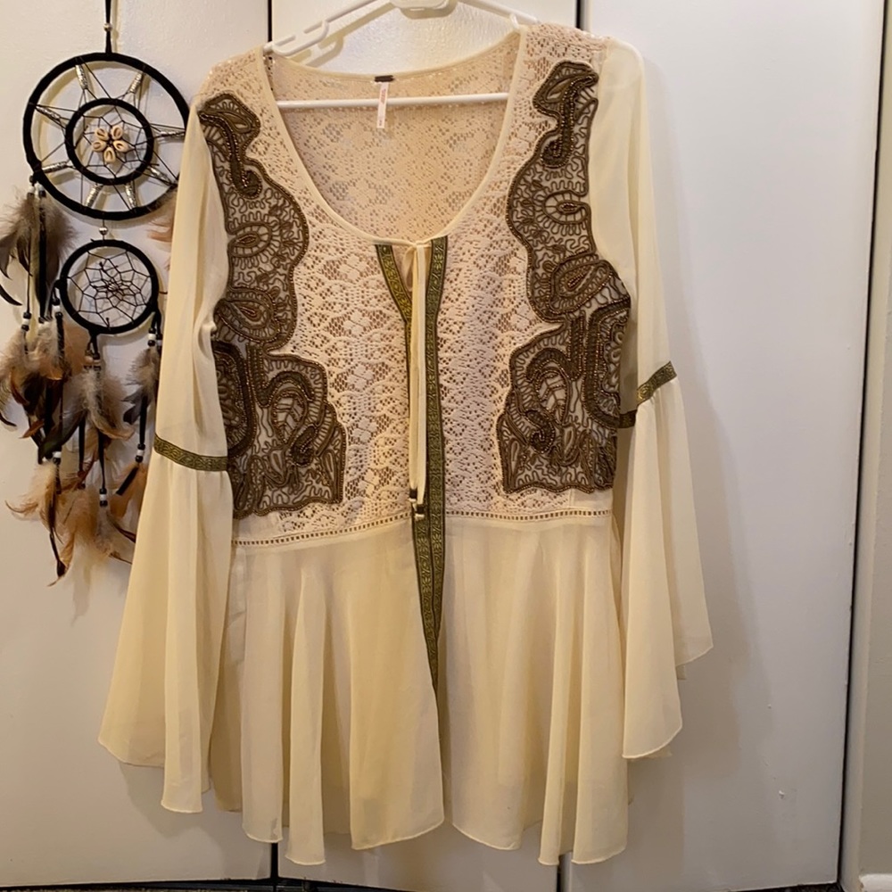 Beaded Free People Tunic Top